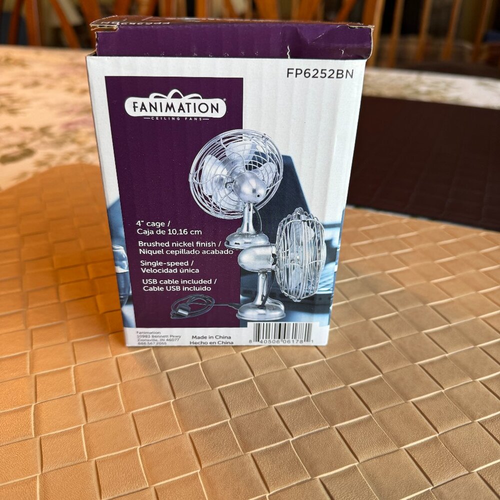 Fanimation Brushed Nickel Mini Breeze Ventilador Fan 4" FP6252BN New in Box